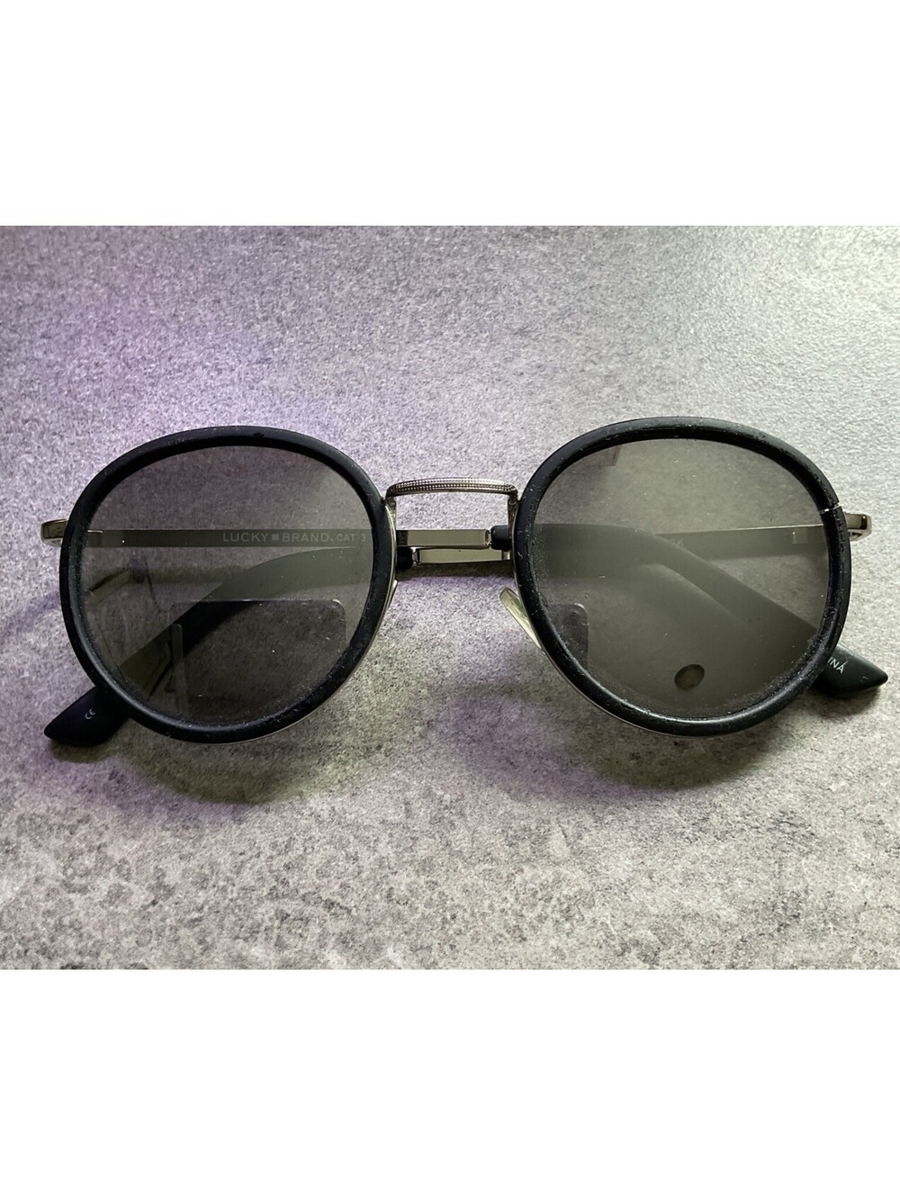 Lucky Brand Sunglasses Becklyn Black Aviator 48-17-137 EUC G3